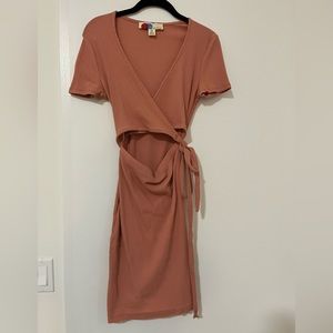 Free People Pink Cut Out Midi Wrap Dress